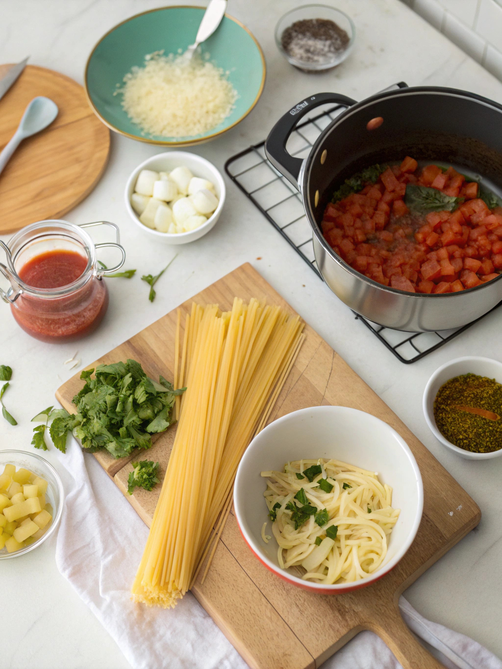 schnelles One-Pot-Pasta-Rezept preparing steps