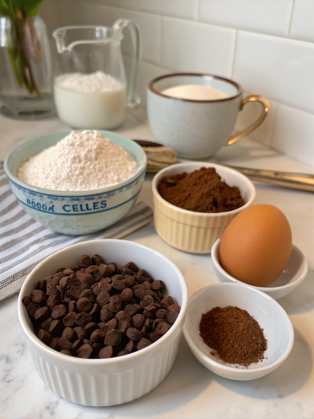 schnelles Schokoladen-Mug-Cake-Rezept ingredients